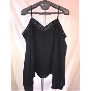 Express Black Cold Shoulder Top